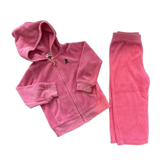 Juicy Couture 24 Month Pink 2 Piece Sweat Pants And Hoody jacket velour - Picture 1 of 9